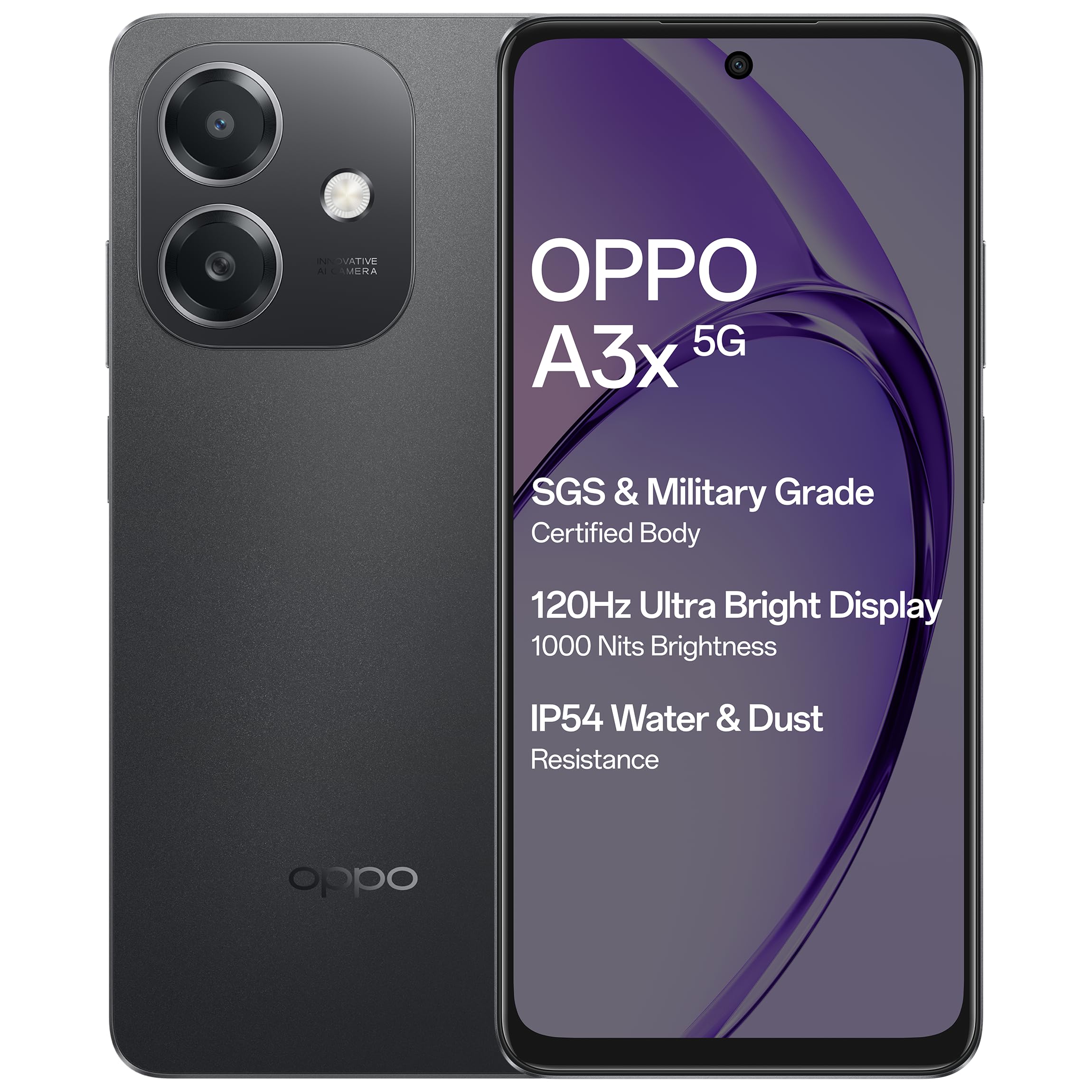 OPPO A3X 5G (Sparkle Black, 4GB RAM, 64GB Storage)|6.67” HD+ 120Hz