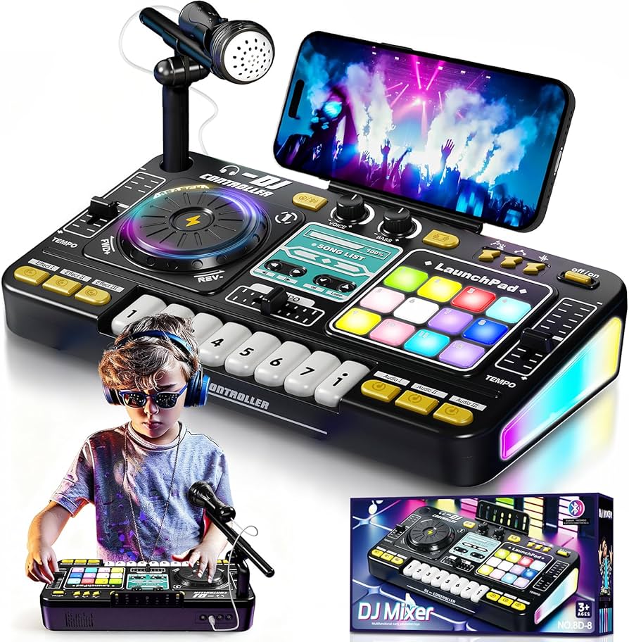 Amazon.com: Kids DJ Mixer Board Controller Toy Set with Turntable