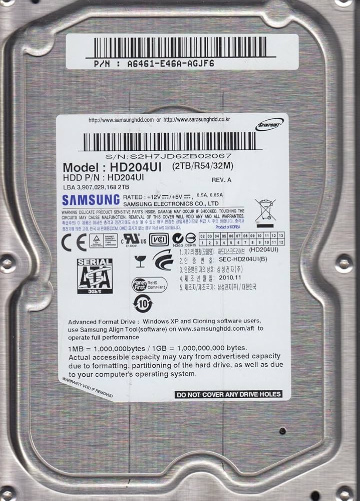 Samsung HD204UI F4 3.5 inch 2TB 32MB 5400rpm Internal Hard Disk