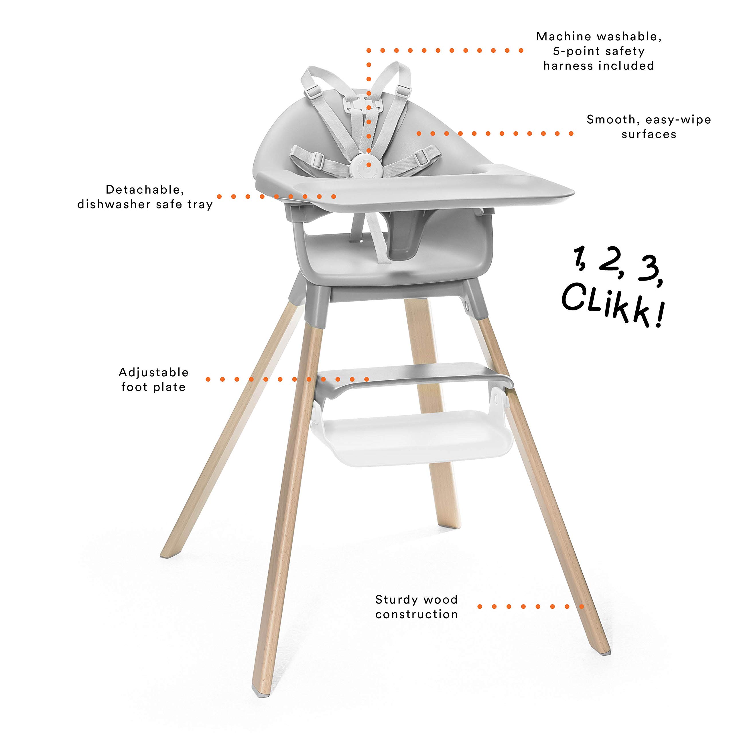 Amazon.com : Stokke Clikk Easy to Clean Cloud Grey Baby High Chair