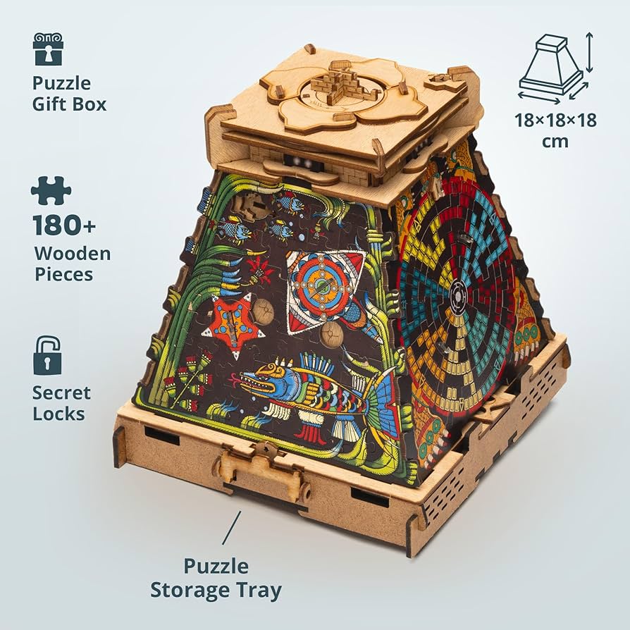 Amazon.com: iDventure Cluepuzzle Pyramid of The Sun | Wooden 3D
