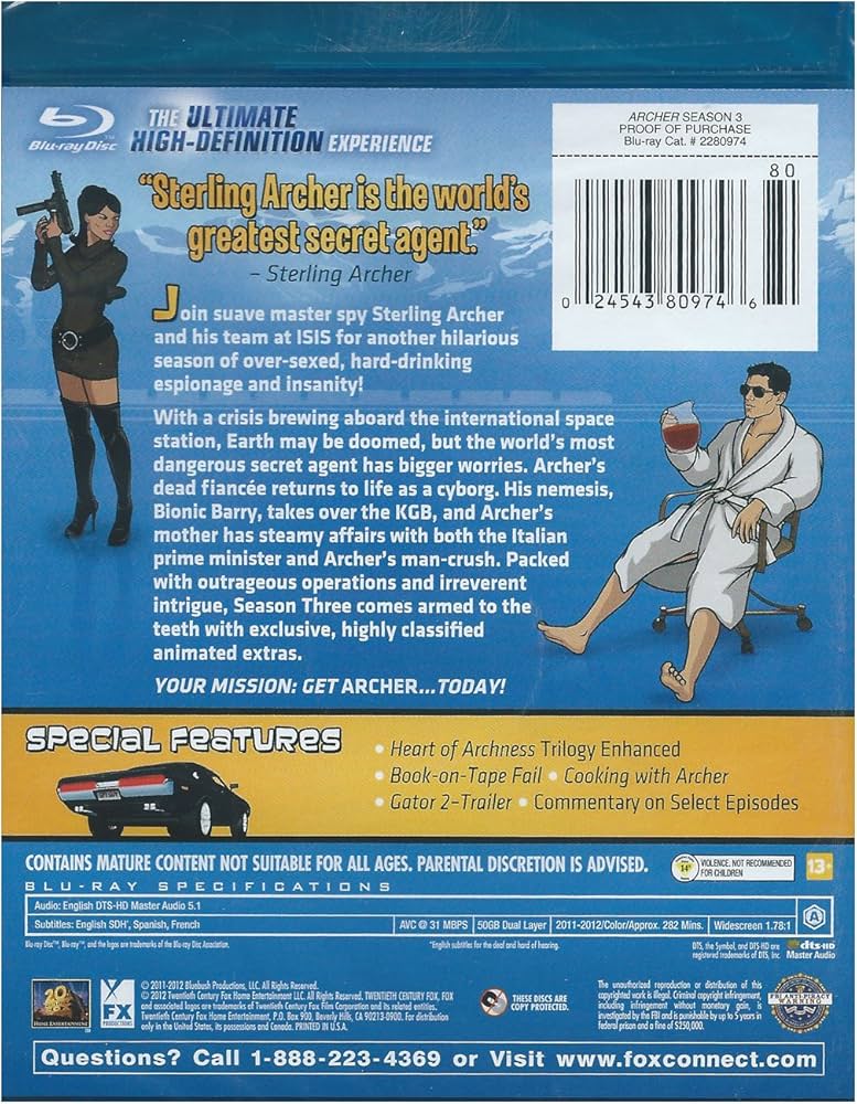 Amazon.co.jp: Archer: Season 3/ [Blu-ray] [Import] : DVD