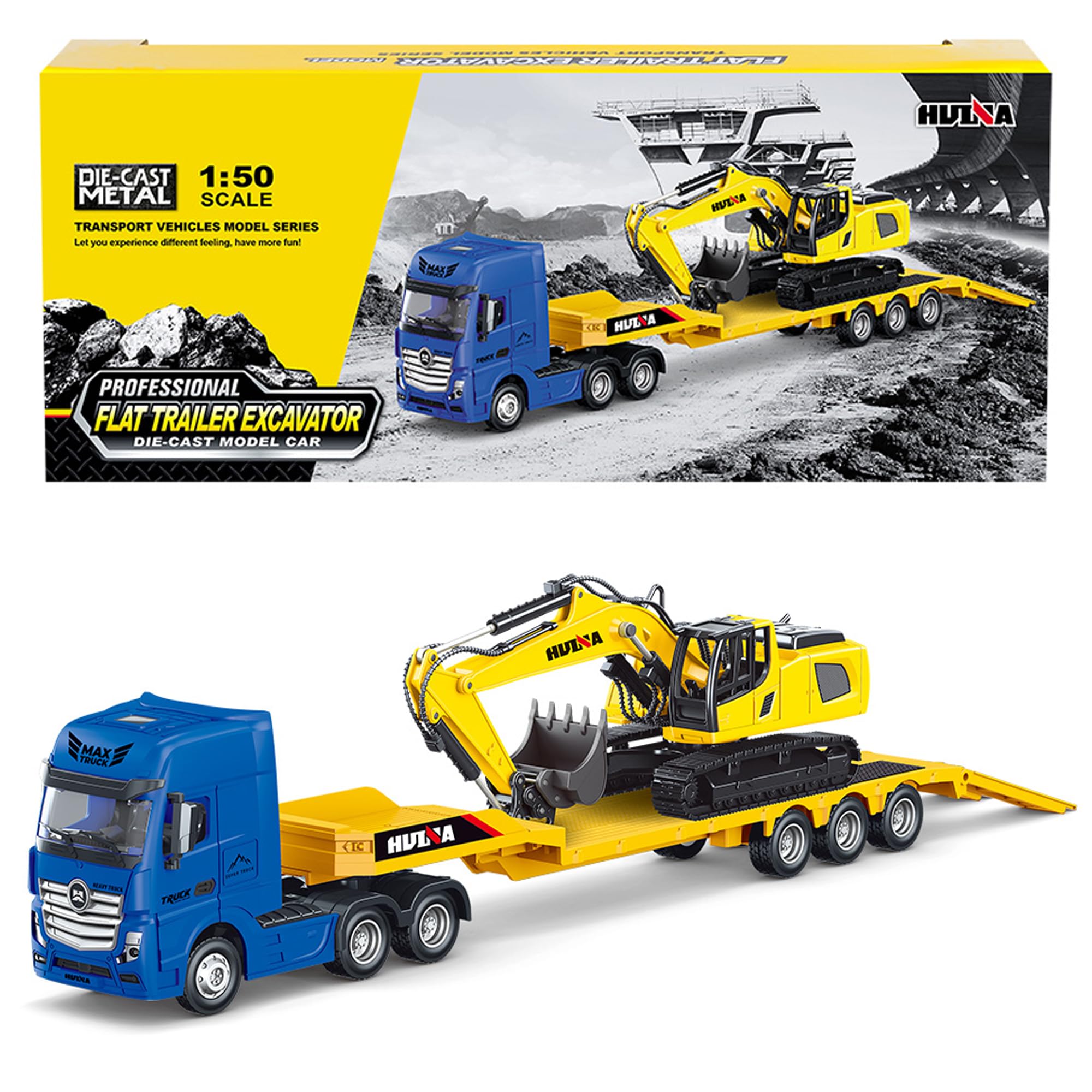 Amazon.co.jp: Brachiosaur フラットトレーラートラック 掘削機車両