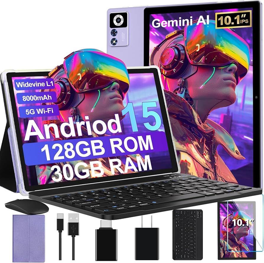 Amazon.com : 2026 Android 15 Tablet with Keyboard | Gemini AI