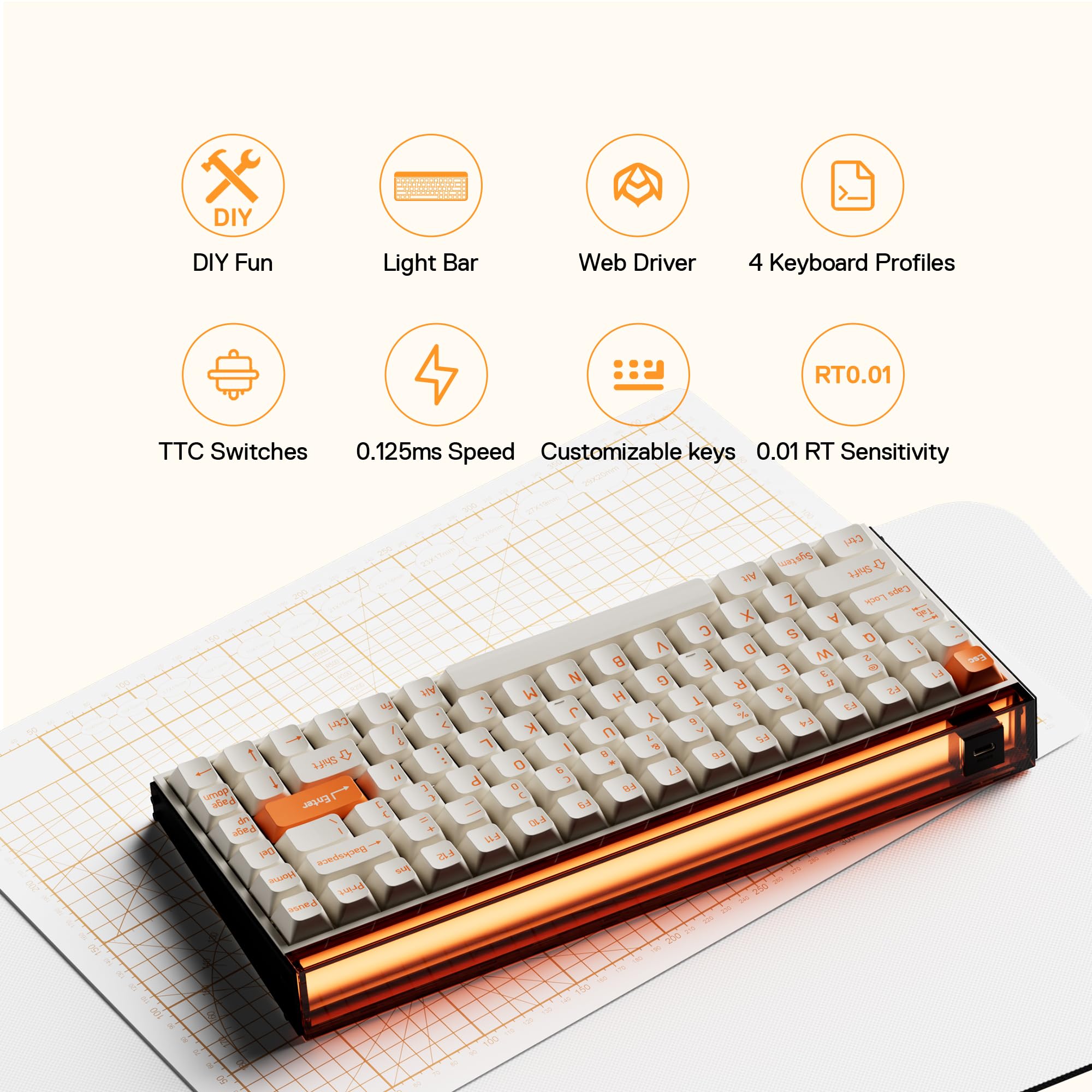 Amazon | MelGeek MADE84 Pro 有線キーボード、US英語配列、ホール効果