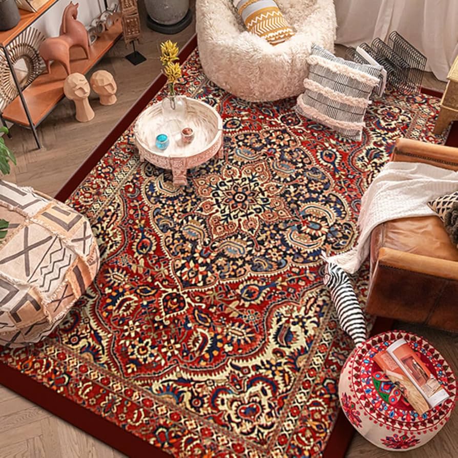 Amazon｜洗える ラグ ペルシャ 絨毯 花柄6 おしゃれ オリエンタル柄 2