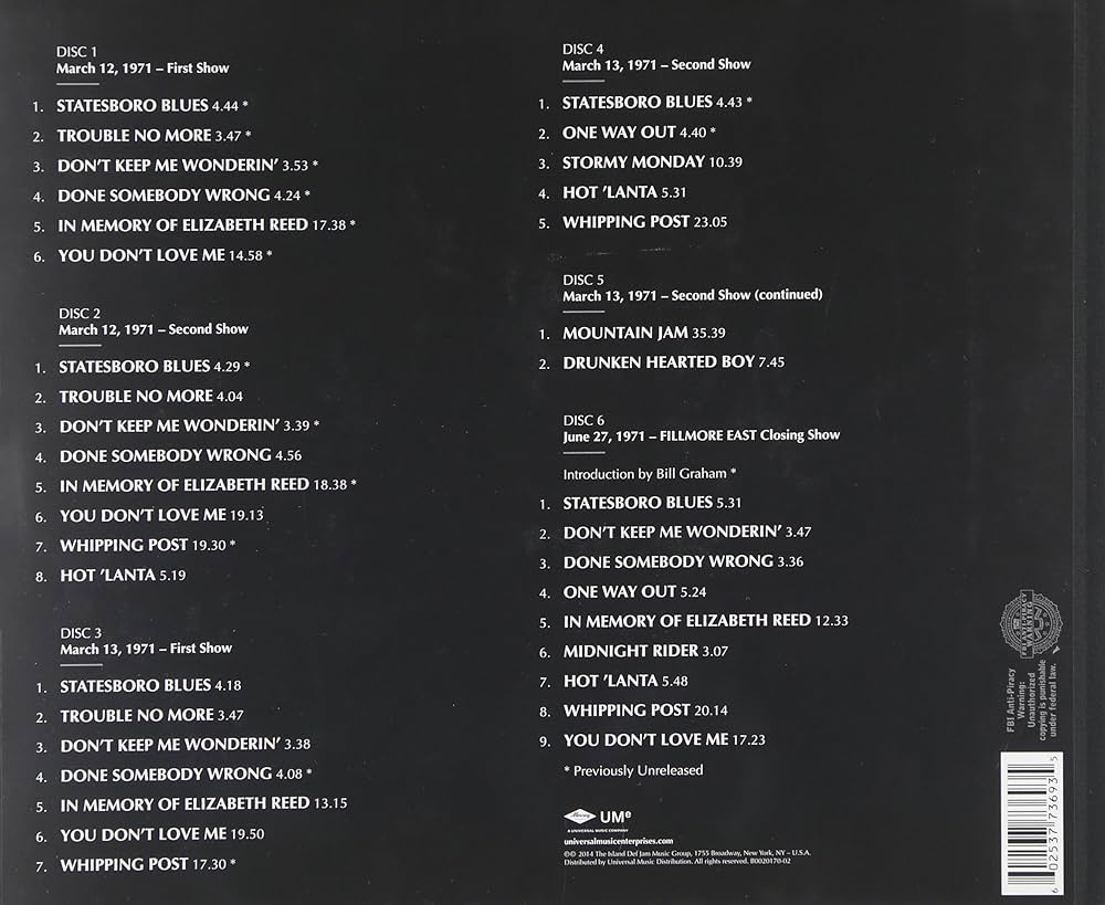 Amazon.com: The 1971 Fillmore East Recordings [6 CD]: CDs & Vinyl