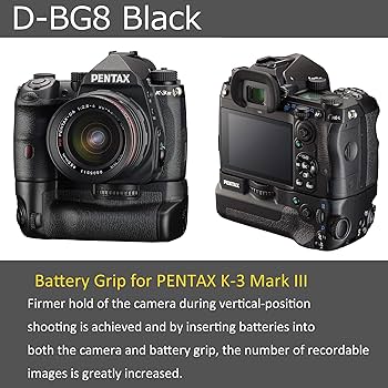 Amazon.com : PENTAX Battery Grip D-BG8 Black for Pentax K-3 III