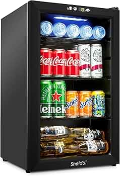 Amazon | Shelddi 冷蔵庫 75L 透明ガラスドア 幅49cm 小型 ミニ