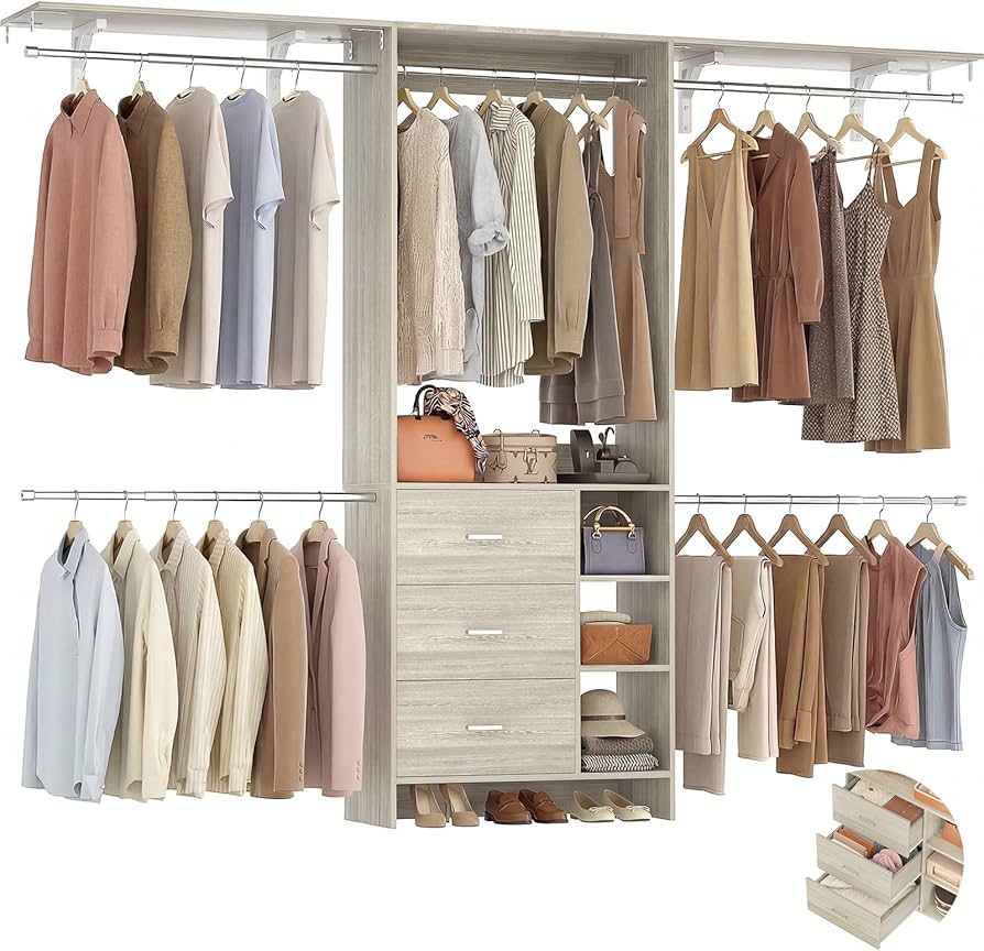 Amazon.com: Aheaplus Closet System - 8FT Organizer with 3 Wooden