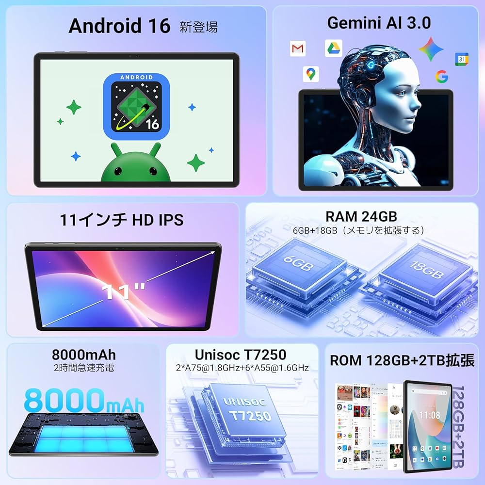 Amazon.co.jp: 【2026新登場タブレット Android16 11インチ】Tabwee