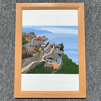 Amazon.co.jp: □原田泰治『みかん集落 愛媛県三崎町』B5サイズ 額入り