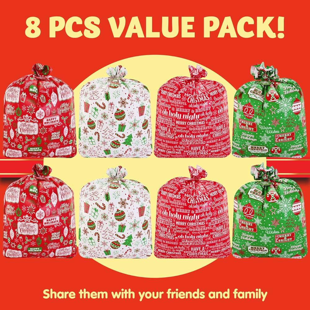 Amazon.com: JOYIN 8 Jumbo Christmas Goody Gift Bag 44” X 36” with