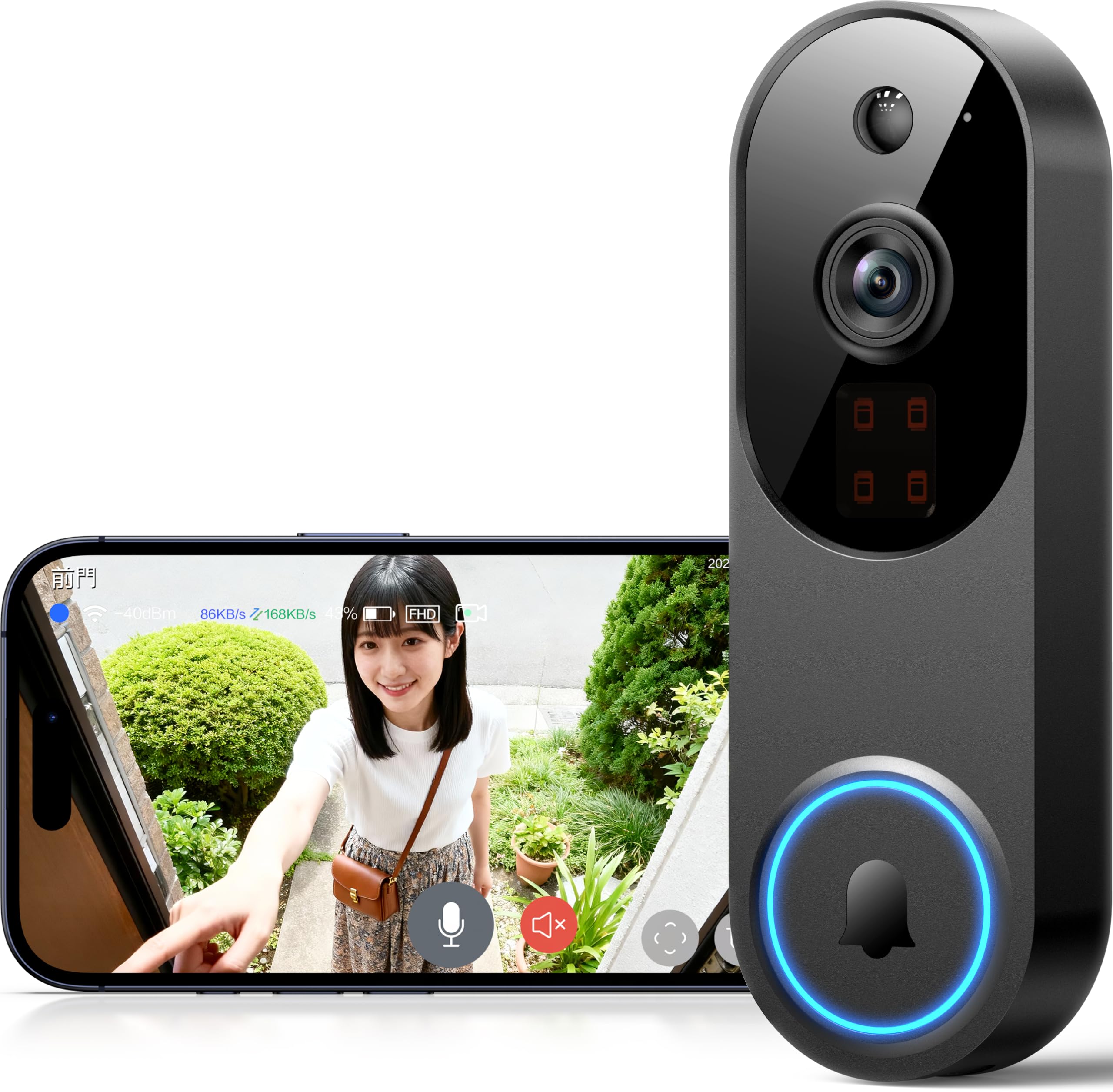 Amazon.co.jp: 2K インターホン ドアホン ワイヤレス 工事不要 カメラ