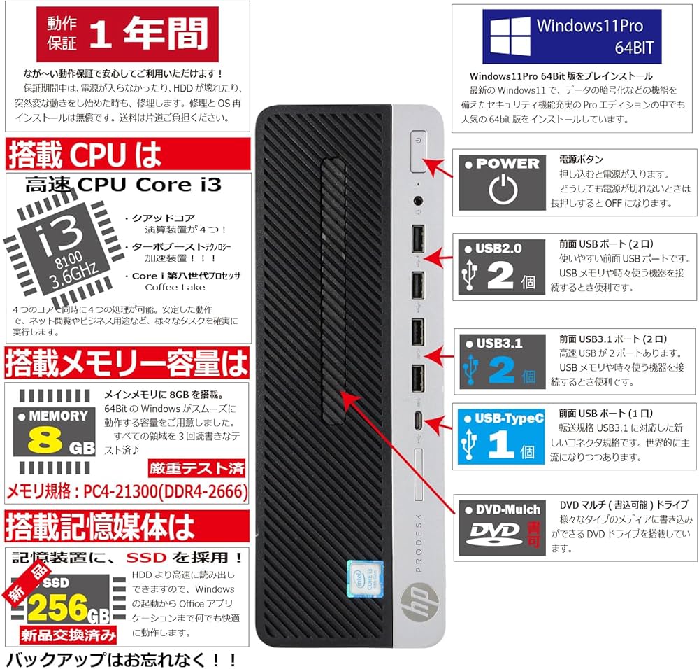 Amazon.co.jp: 中古パソコン HP ProDesk 600 G4 SFF Windows11