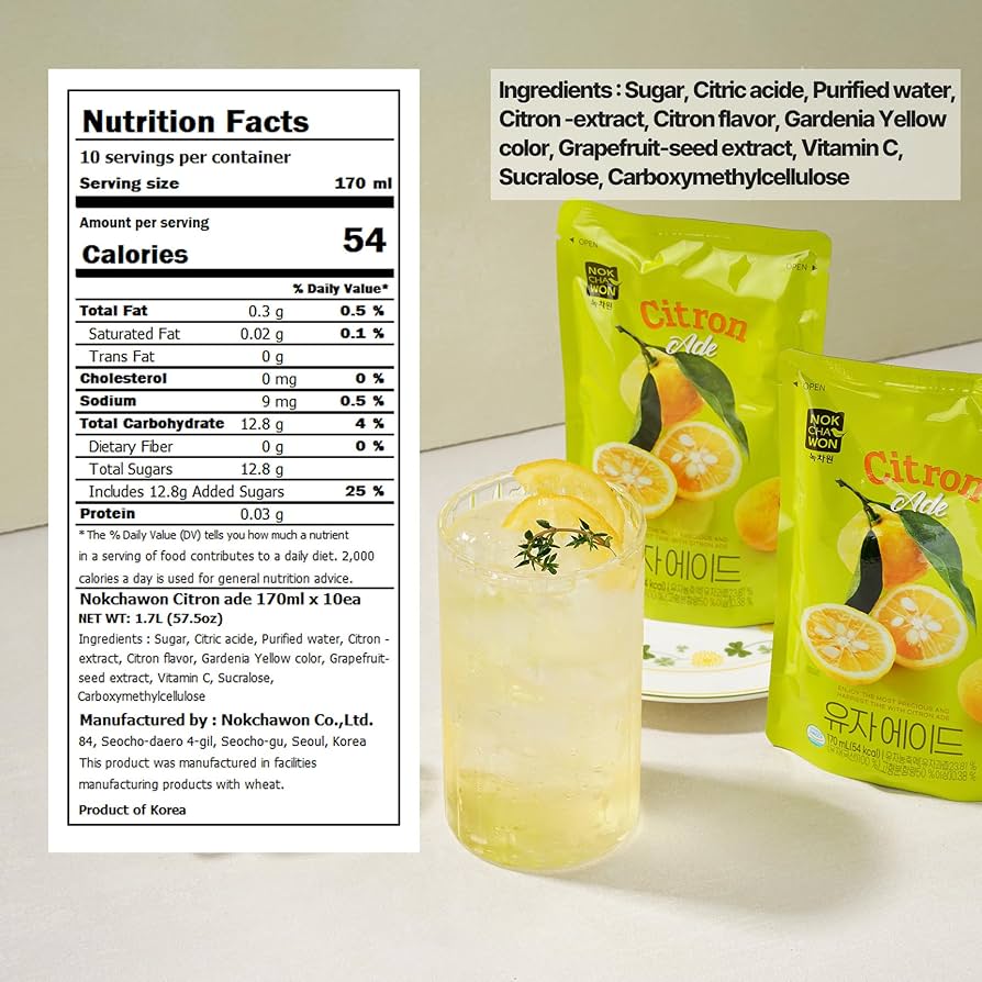 Amazon.com : [Nokchawon] Korean Yuzu Juice Drink Pouch - Honey