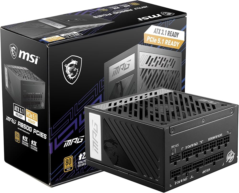MSI PSU MPG A850G PCIE5 850W 80 PLUS GOLD ACTIVE PFC FULL MODULAR