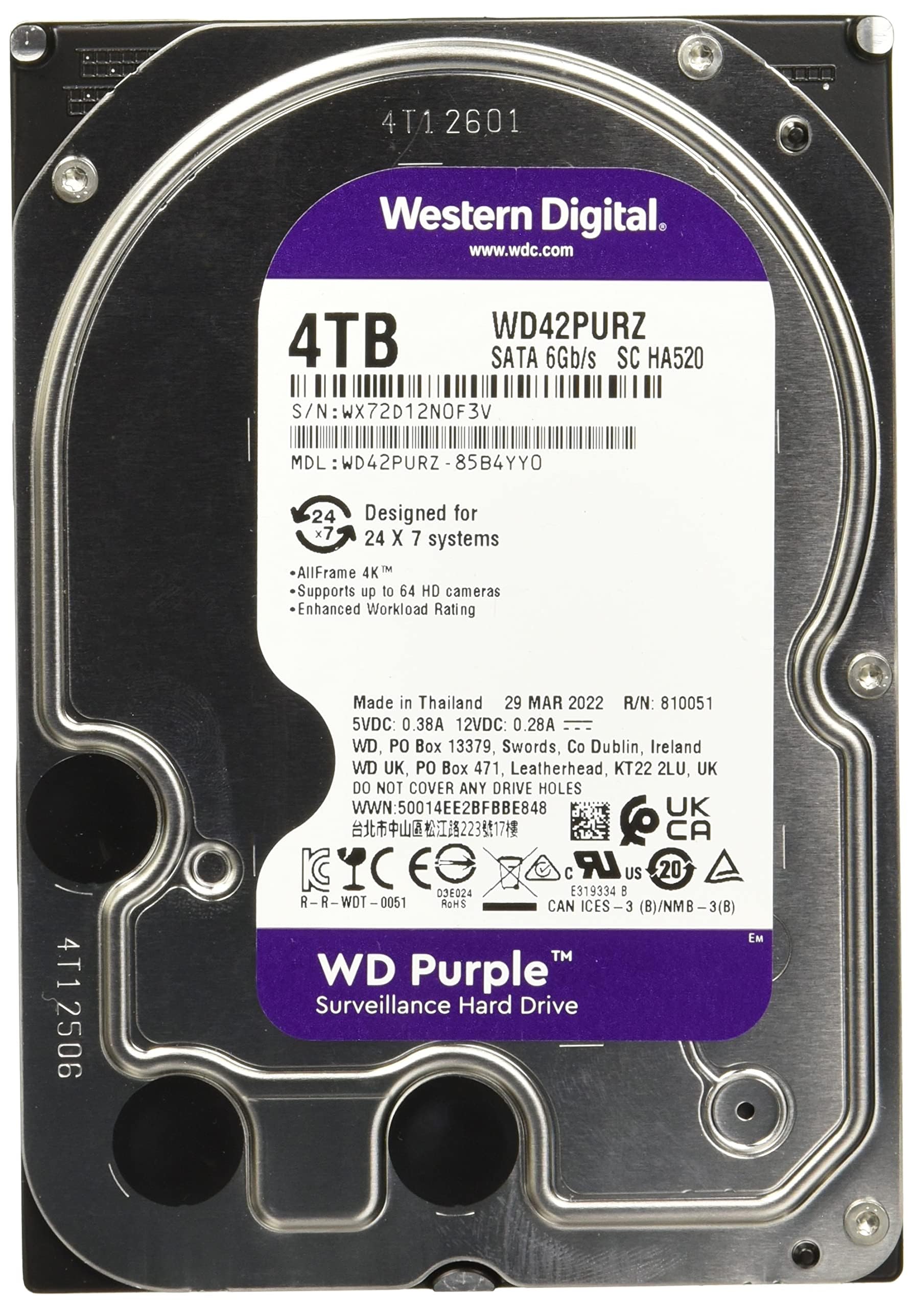 Amazon.com: Western Digital 4TB WD Purple Surveillance Internal