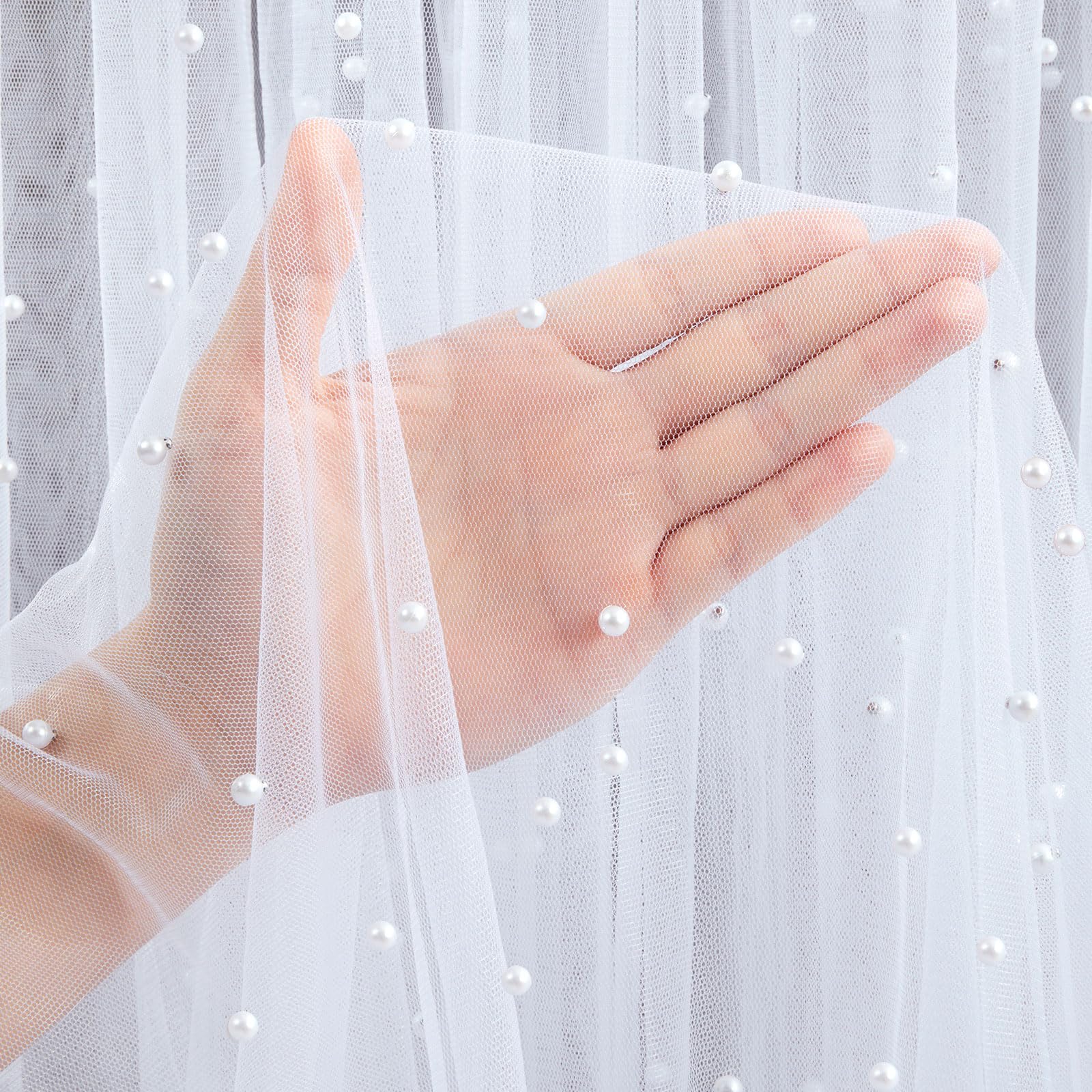 Amazon.com: White Pearl Tulle Fabric 3 Yard Sheer Mesh Fabric