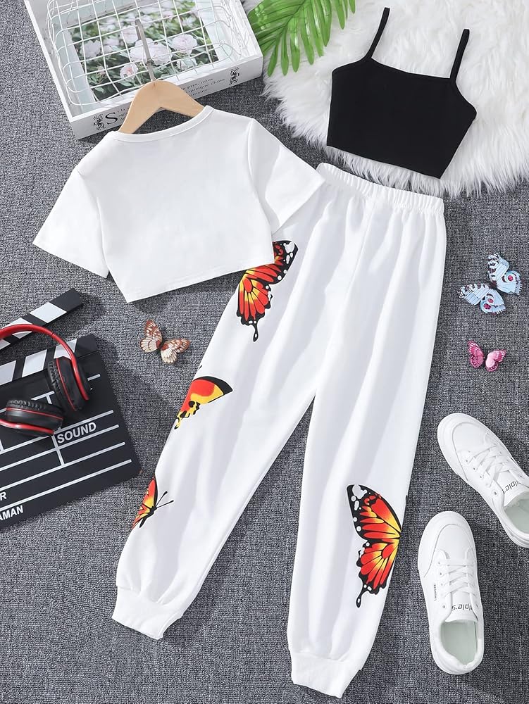 Amazon.com: SOLY HUX Girl's Butterfly Print Cami Tops & High Low
