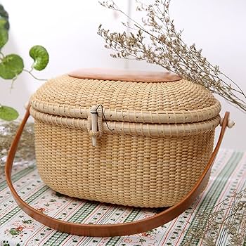 Amazon｜Teng Tian ナンタケットバスケかごバッグ 蓋付きレディース