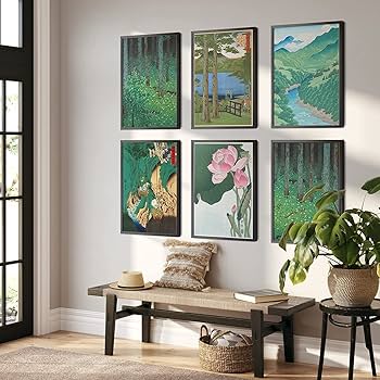 Amazon.com: Japanese Decor Woodblock Nature Poster Green Artwork