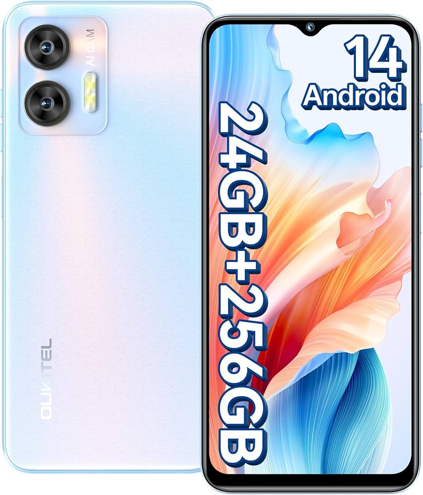 OUKITEL C36 256GB Android 14 Smartphone, 24GB+256GB/1TB, 6.56