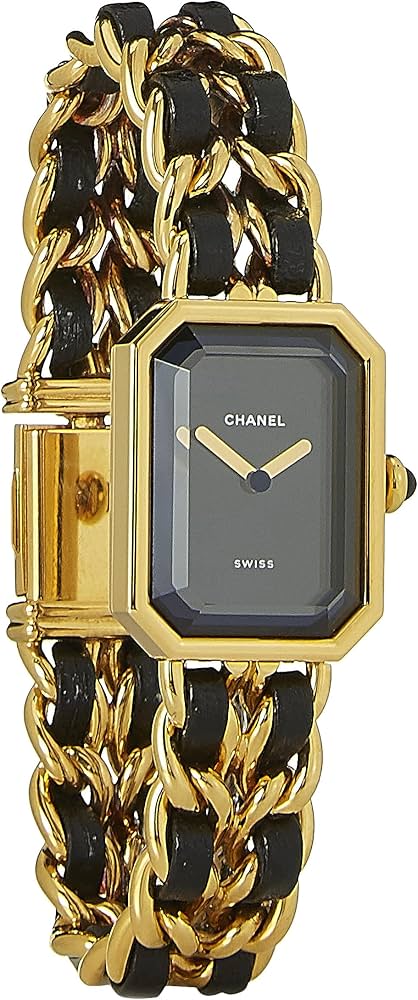 Amazon.com: Chanel, Pre-Loved Black & Gold Premiere Watch Large
