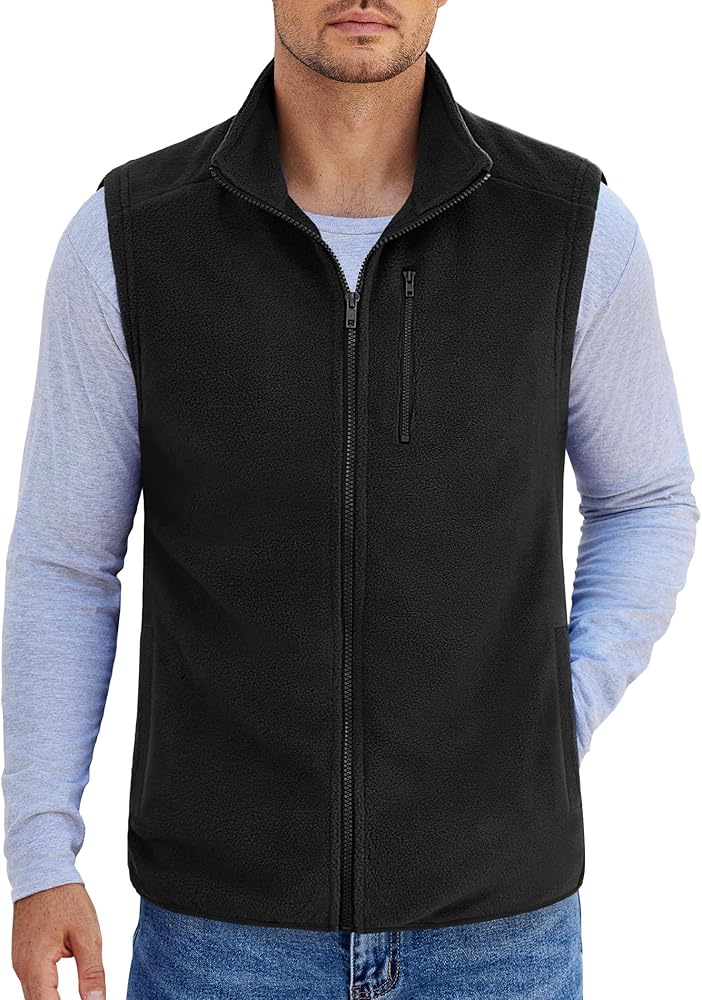 COOFANDY Men's Lightweight Fleece Vest Sleeveless Zip Up Warm