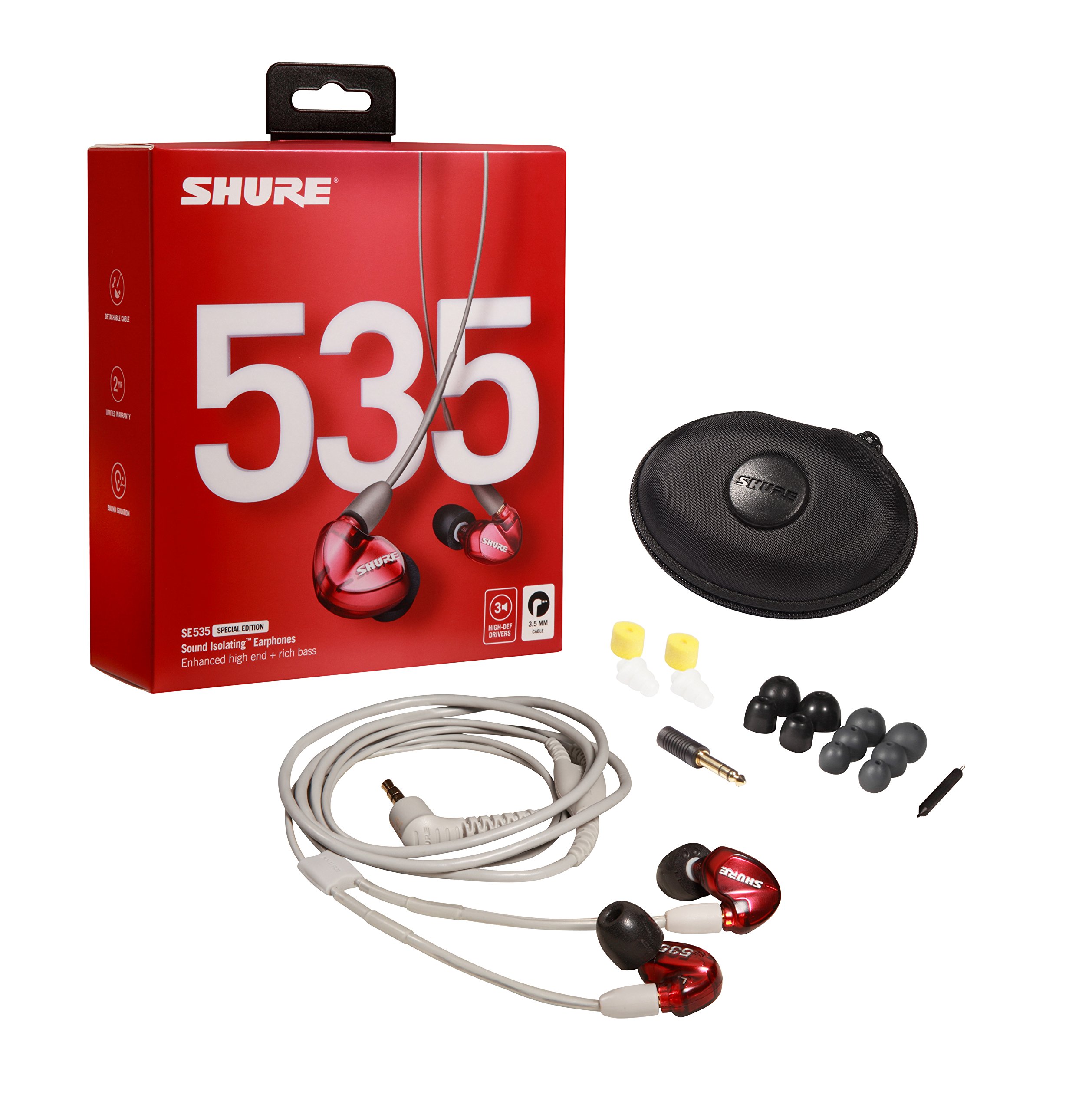 Amazon.co.jp: SHURE シュア SE535LTD-A イヤホン 有線 レッド 高遮音