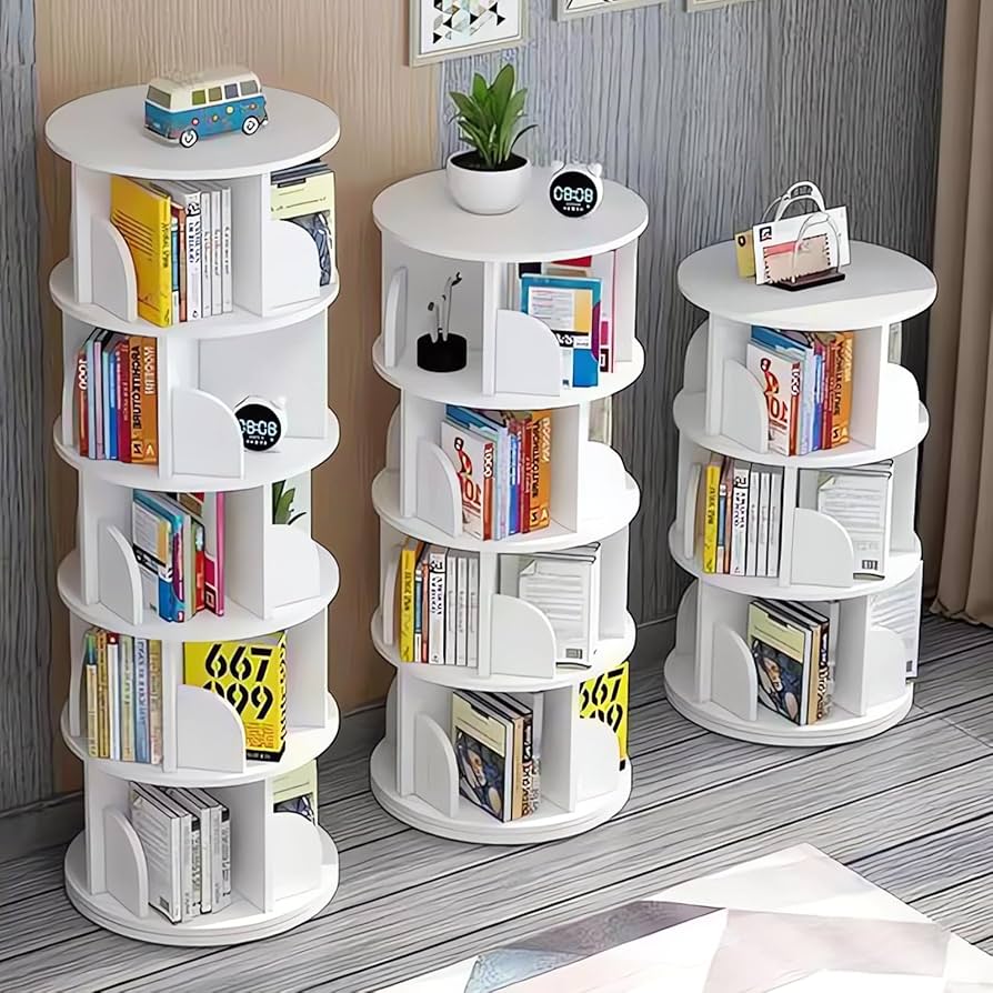 Amazon｜LeYoi 本棚 回転式 大容量 直径46CM A4紙用 高さ漫画絵本棚
