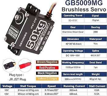 Amazon.com: GOTECK 50KG Brushless Digital Servo,High Voltage 14V