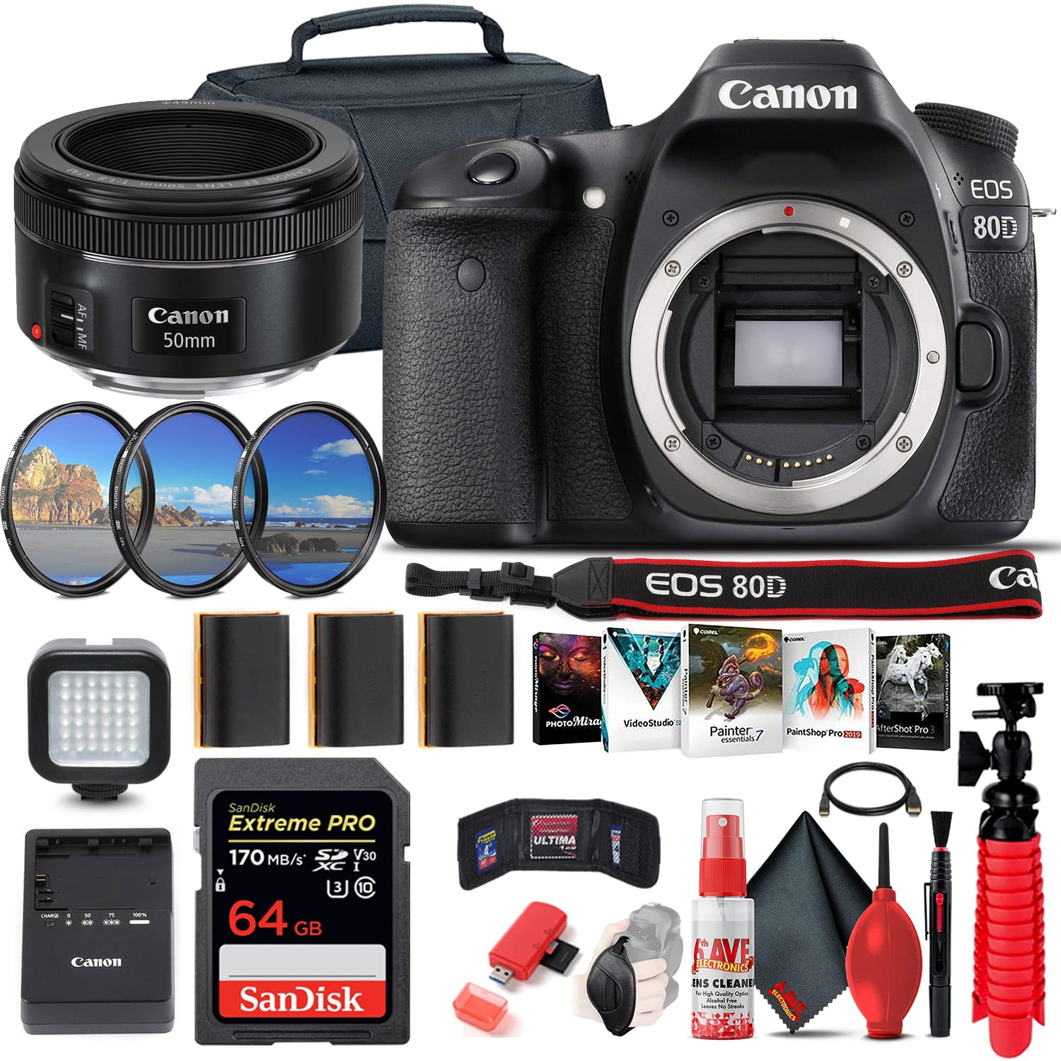 Amazon.com : Canon EOS 80D DSLR Camera (Body Only) (1263C004) +