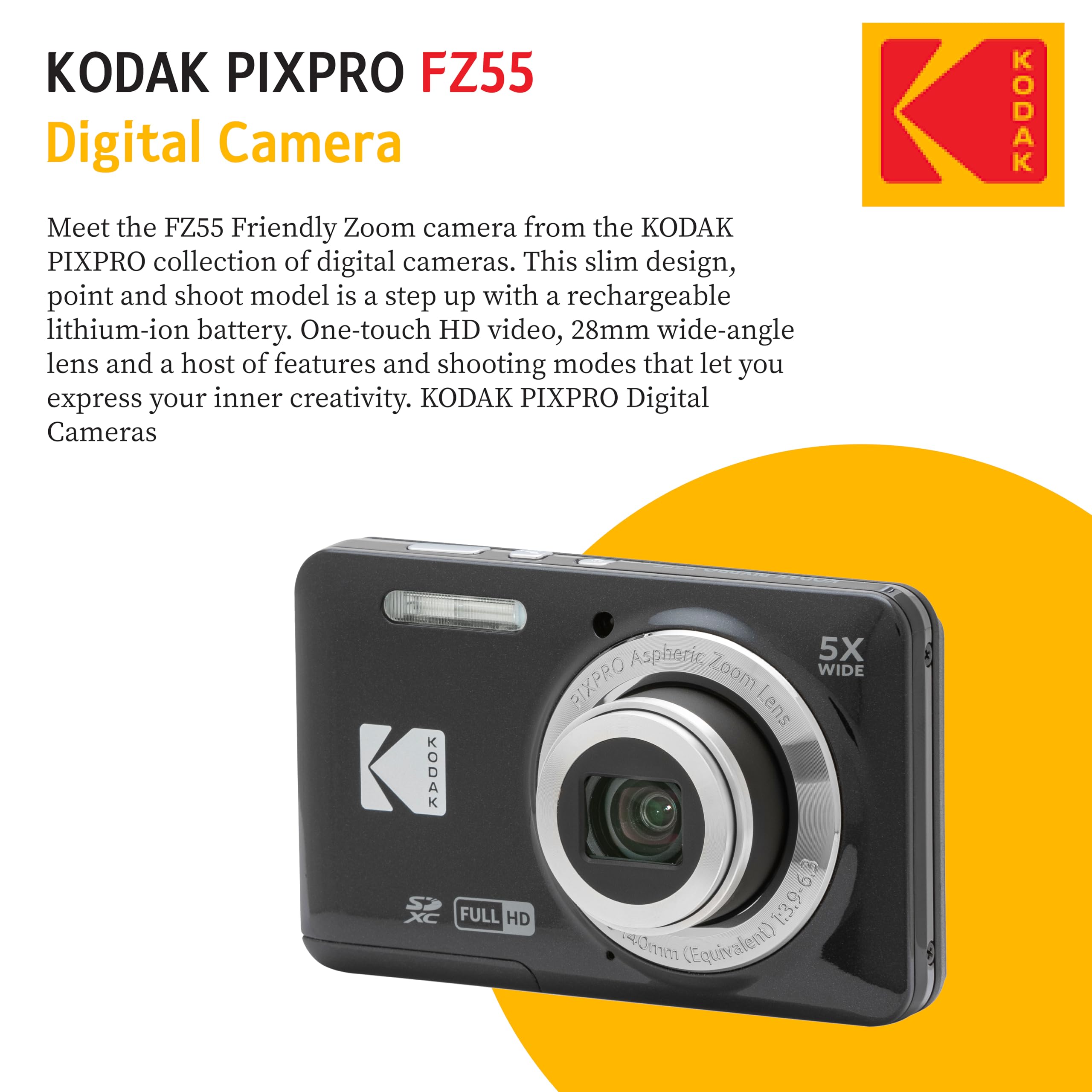 Amazon.com : KODAK PIXPRO FZ55 16MP Digital Point & Shoot Camera