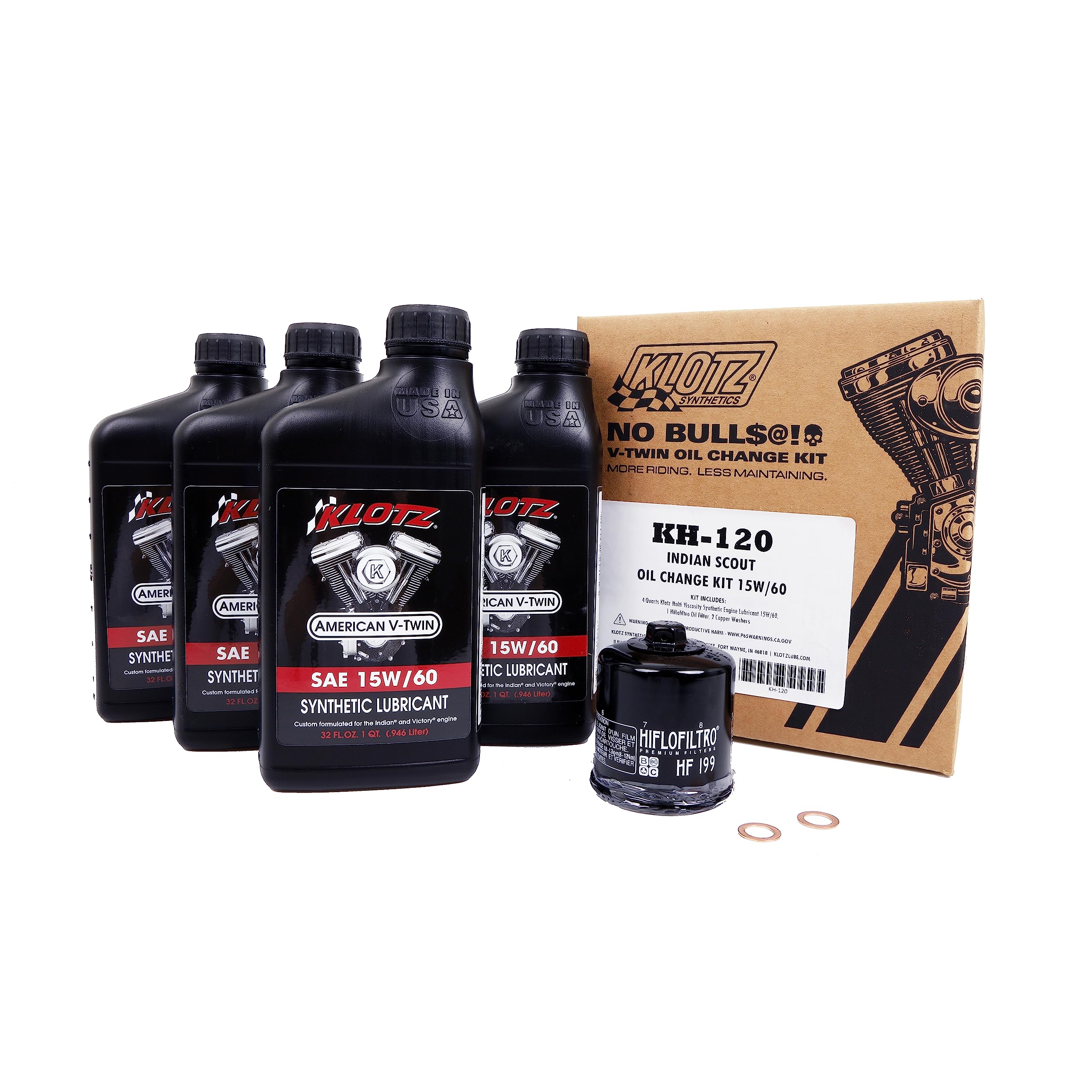 Amazon | Klotz 4クォート 15W-60 合成モーターオイル交換キット