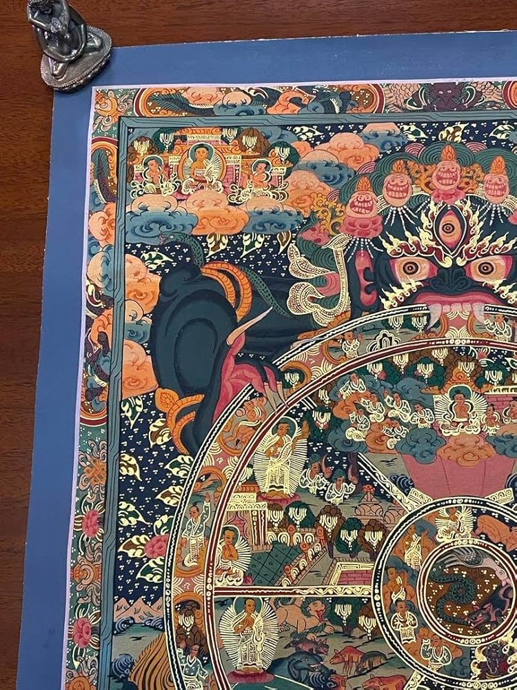 Amazon.co.jp: チベット密教 手描き タンカ 曼荼羅 六道輪廻a2