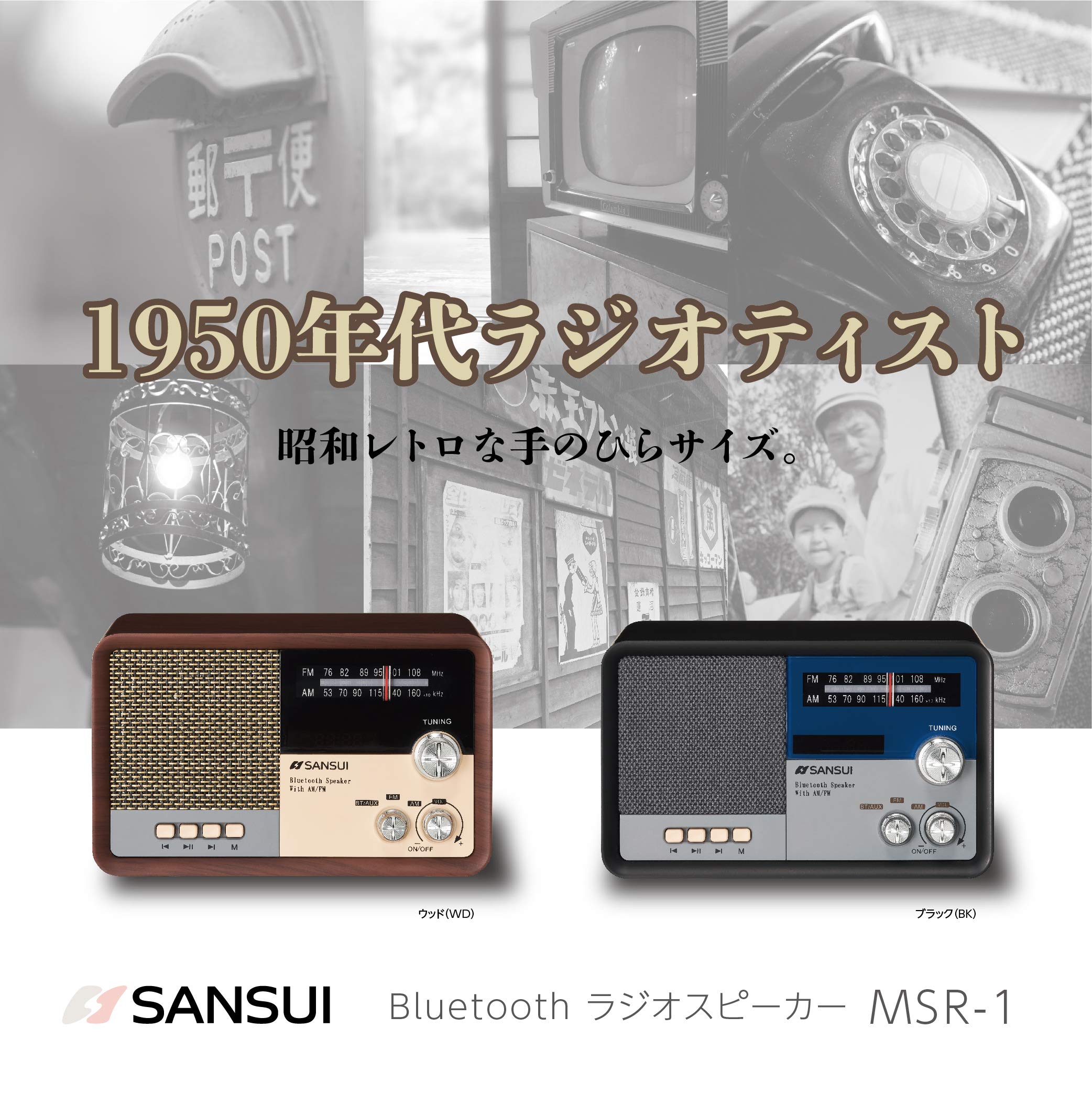 Amazon.co.jp: Sansui Wood MSR-1 WD Bluetooth Speaker with AM/FM
