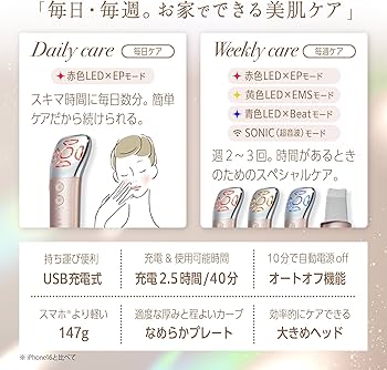 Amazon.co.jp: MCAura【国内正規品】美顔器 1台4モード12役 EMS