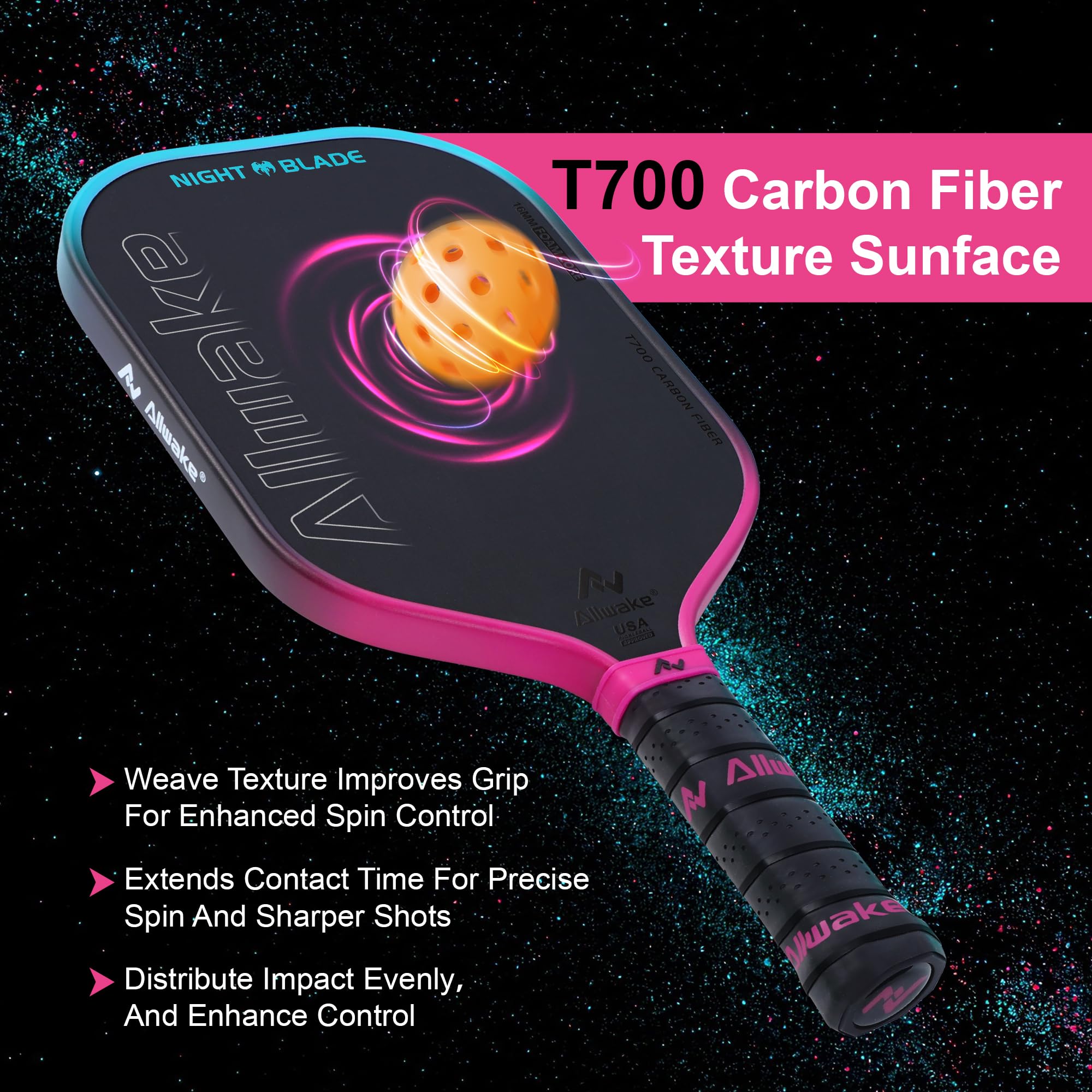 Amazon.co.jp: ALLWAKE ピックルボールパドル - カーボンファイバー製