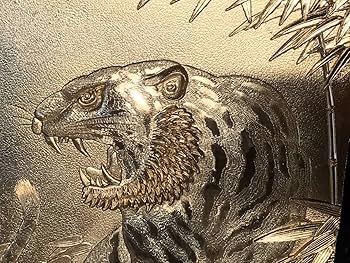 Amazon.co.jp: 額装 純金鍍金 虎 金メッキ 金張り 額縁 工芸品 レトロ