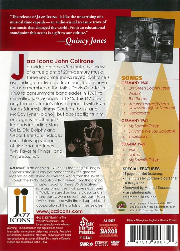 Amazon.co.jp: Jazz Icons: John Coltrane Live in 60 61 & 65 [DVD] : DVD
