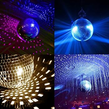 Amazon.co.jp: LEEUEE ディスコボール、ゴールドミラーボール大型天井