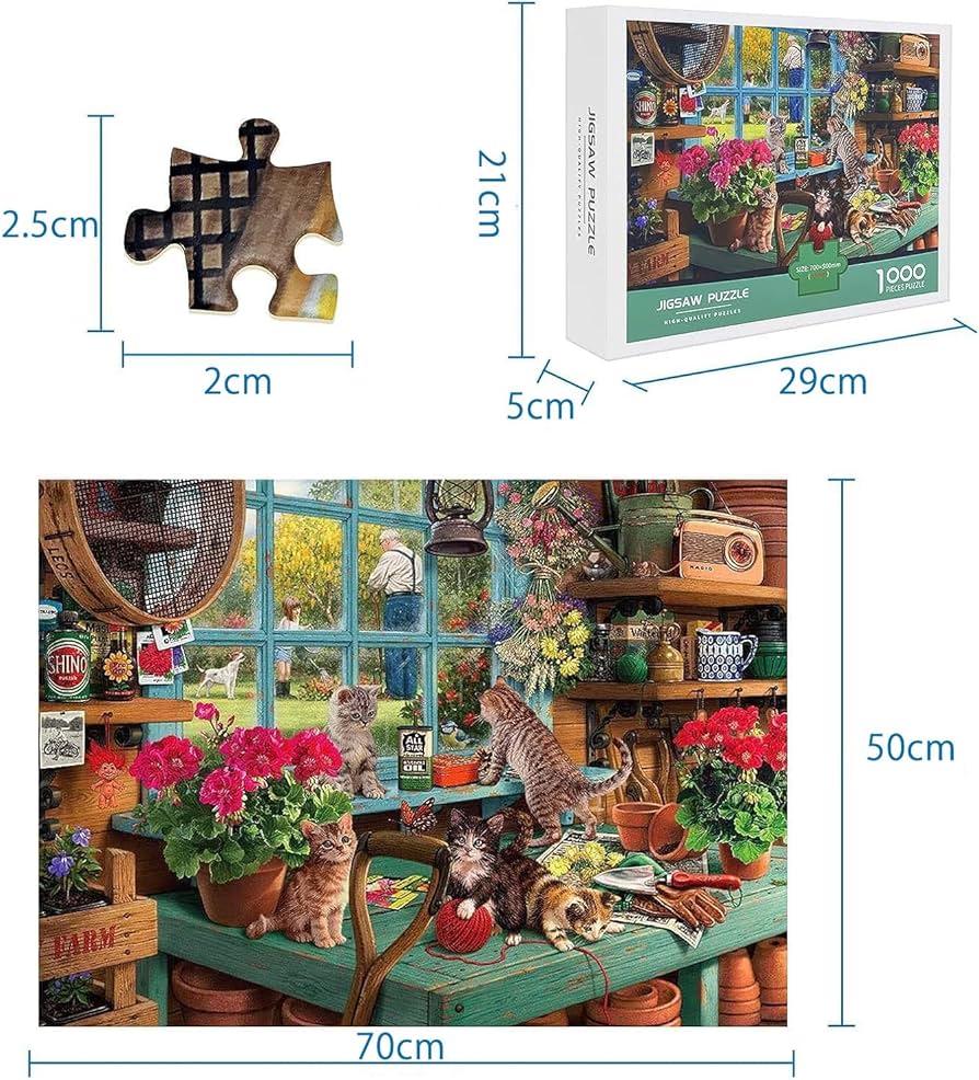 Amazon | CHengQiSM 1000ピース ジグソーパズル 窓辺で遊んでいる猫