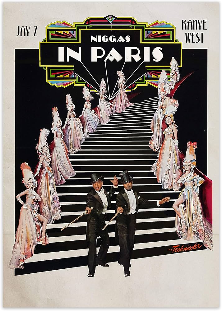 Jay-Z Kanye West Niggas in Paris Retro Music Poster Framed Music
