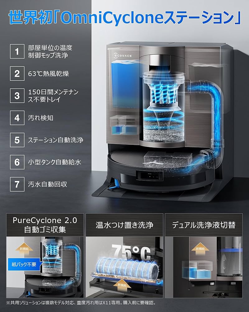 Amazon | ECOVACS(エコバックス)DEEBOT X11 OmniCyclone 吸引力19,500
