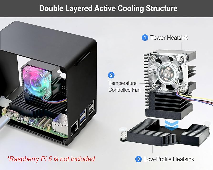 Amazon.com: ElectroCookie Raspberry Pi 5 Case, Aluminum Mini Tower