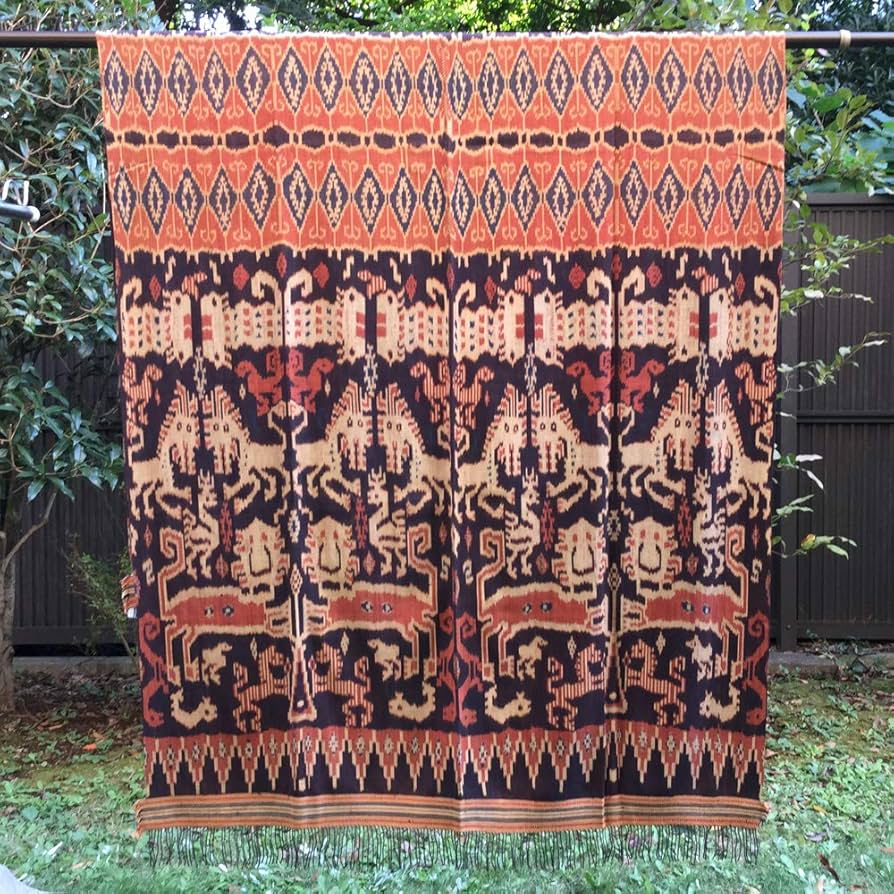 Amazon｜イカット スンバ島 インドネシアの本物 アンティーク 絣織物