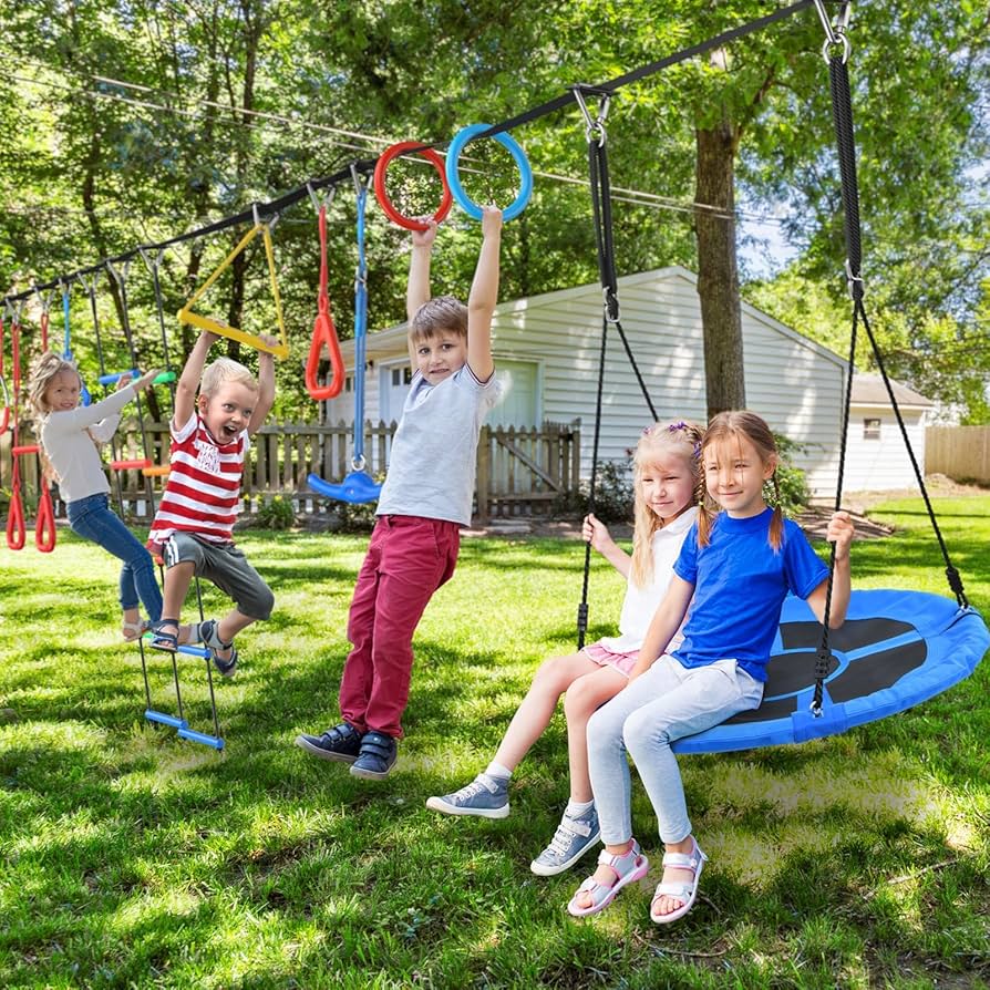 Amazon.com: Hapfan 65 ft Ninja Warrior Obstacle Course for Kids