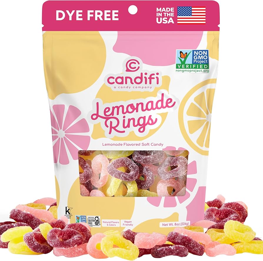 Amazon.com : Candifi Lemonade Rings – Sour-Sweet Vegan Pink