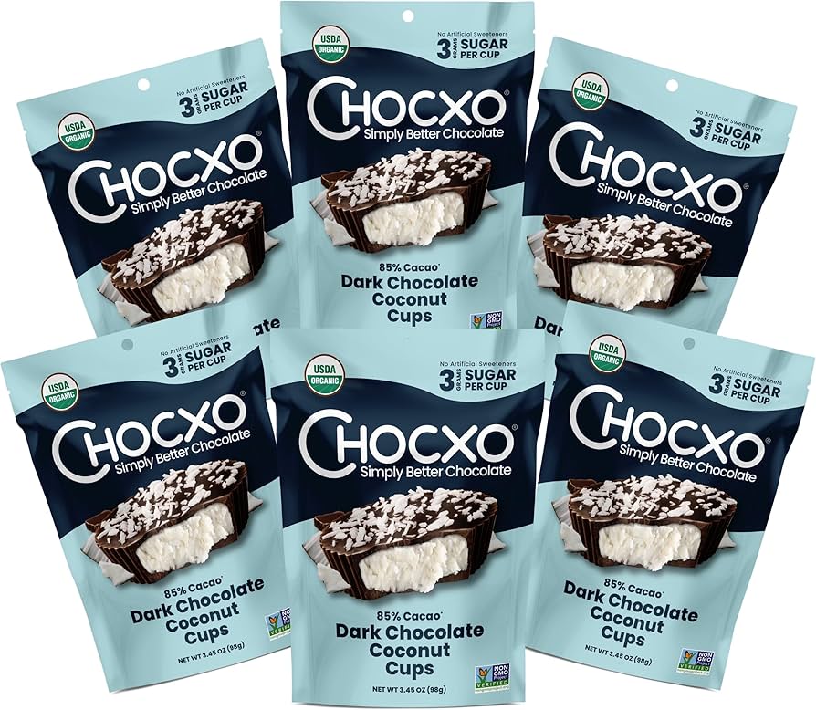 Amazon.com : Chocxo Dark Chocolate Coconut Cups - Low in Sugar